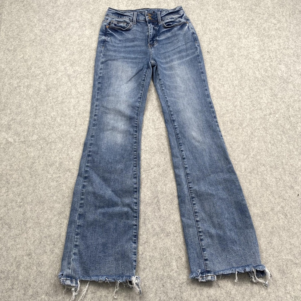 Judy Blue Bootcut Jeans Juniors 3/26 (23x29) Blue Frayed Hem *STAIN*